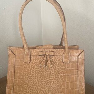 Liz Claiborne Tan Crocodile-Pattern Tote